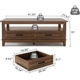thumbnail image 2 of EastVita 47inch Farmhouse Coffee Table with Drawers Rustic Coffee Table Wood Center Table Easy Assembly Living Room Table for Office Parlor Reading Room - Brown, 2 of 7
