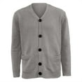 thumbnail image 5 of WTXUE Sweaters Long Sleeve, V-Neck Cardigan for Men Mens Button Solid V Neck Slim Warm Sweater Coat Knit Tops Solid | Officewear for Men Grey S, 5 of 6