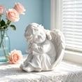 thumbnail image 5 of Set of 4 Resin Angel Statues, Praying and Hugging Cherub Figurines for Home Decor, White Tabletop Shelf Decoration Ornaments for Living Room Bedroom Nursery, Memorial Sympathy Gift, 5 of 6