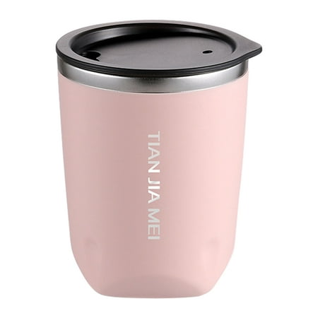 

Vacuum Insulated Tumbler with Lid Coffee Cup Large-capacity Keep Heat Stainless Steel Double-layer Smooth Edge Water Bottle Mug for Daily Use Pink 300ml