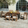 thumbnail image 3 of TREXM 7 Piece Patio Table and Chairs Set, Wood Dining Table Set for 6 with Umbrella Hole, 2 Armchairs & 4 Side Chairs, Outdoor Patio Furniture Set for Garden, Backyard, Poolside (Mocha+Beige), 3 of 10