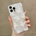 thumbnail image 2 of Funda transparente de mariposa blanca de dibujos animados para iPhone 16 15 14 13 12 Mini 11 Pro Max X XR XS 7 8 Plus SE2 funda suave con cojín de aire, 2 of 5