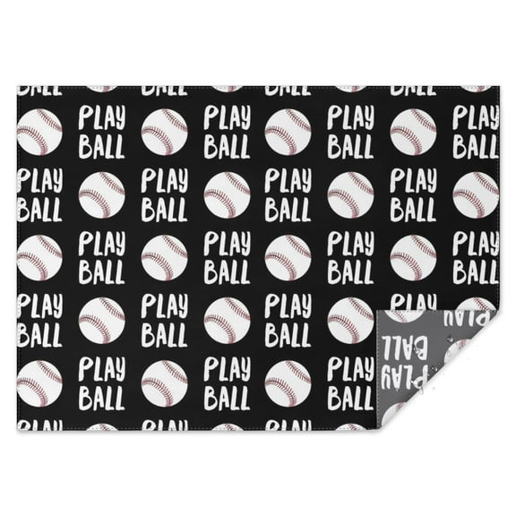 Black Play Ball Baseball Pattern Rectangle Tablecloth 60"x84",Waterproof Polyester Rectangle Table Cloth, Wipeable Spillproof Polyester Tablecloth for Dining, Camping, Indoor and Outdoor