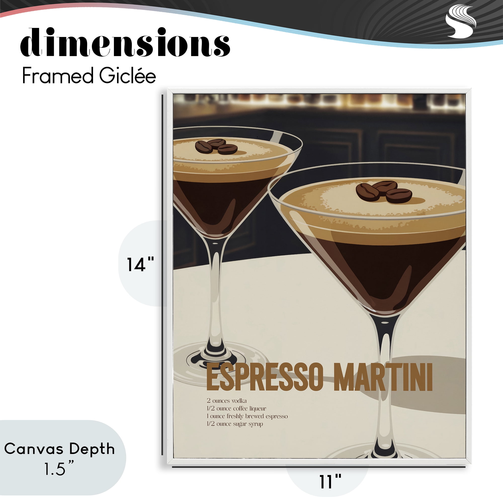 Stupell Industries Sleek Modern Espresso Martini White Framed Giclee Art, design by Andreas Magnusson