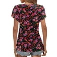 thumbnail image 3 of Mengpipi Women's Petal Sleeve Tops V Neck Short Sleeve Shirts Summer Casual Tshirts Loose Fit Blouses, XXL(US 20-22), 3 of 5