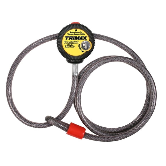 Trimax Verrous Câble VMAX6 Versa Câble; Longueur 6 Pieds x Diamètre 10 Millimètres; Verrou à Glissière; Noir