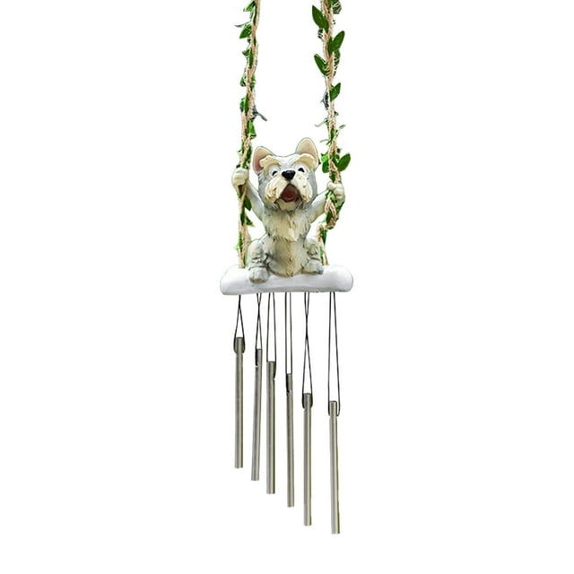 Carillón de viento escultural con temática animal, adorno decorativo para patio al aire libre y hogar Gris