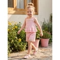 thumbnail image 5 of BemeyourBBs Boho Toddler Baby Girl Summer Clothes Little Baby Girl Beach Outfits Cute Crochet Flower Sleeveless Spaghetti Strap Tank Vest Tops and Shorts Sets, 5 of 9