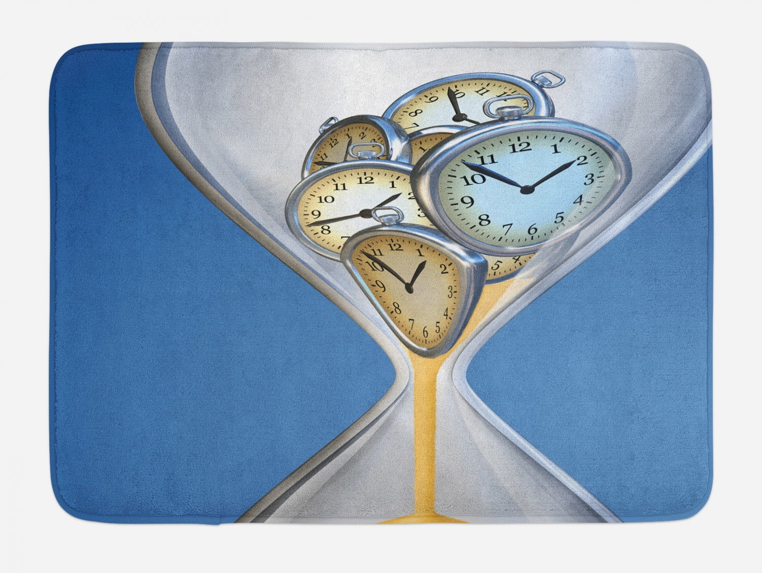 Clock Bath Mat, Hourglass Time Clocks with Sand Pattern for Home A