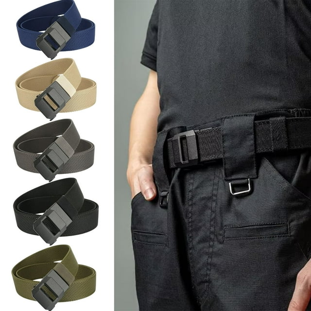 Uscallm 5 Pcs Ceinture à Cliquet en Nylon pour Hommes Ceinture de Sport Réglable Boucle Automatique Ceinture Tissée Robuste pour Randonnée Décontractée en Plein Air