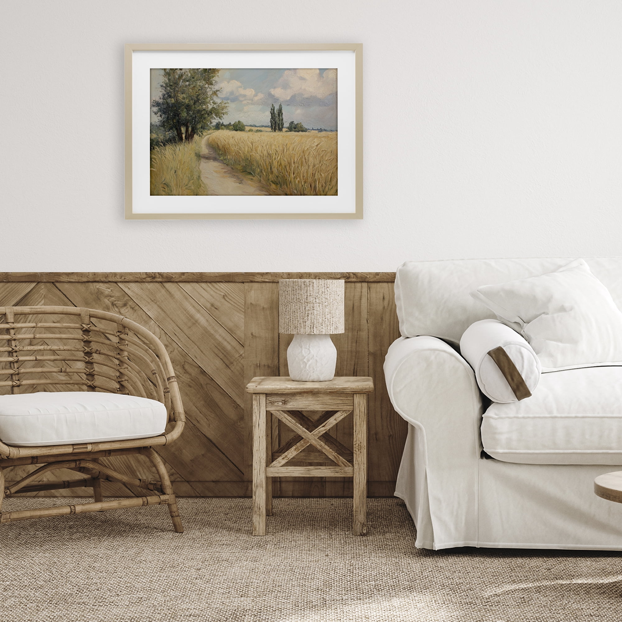 Stupell Industries Quiet Path Through Wheat Birch Framed Print Under Glass, design by Petal Prints Design