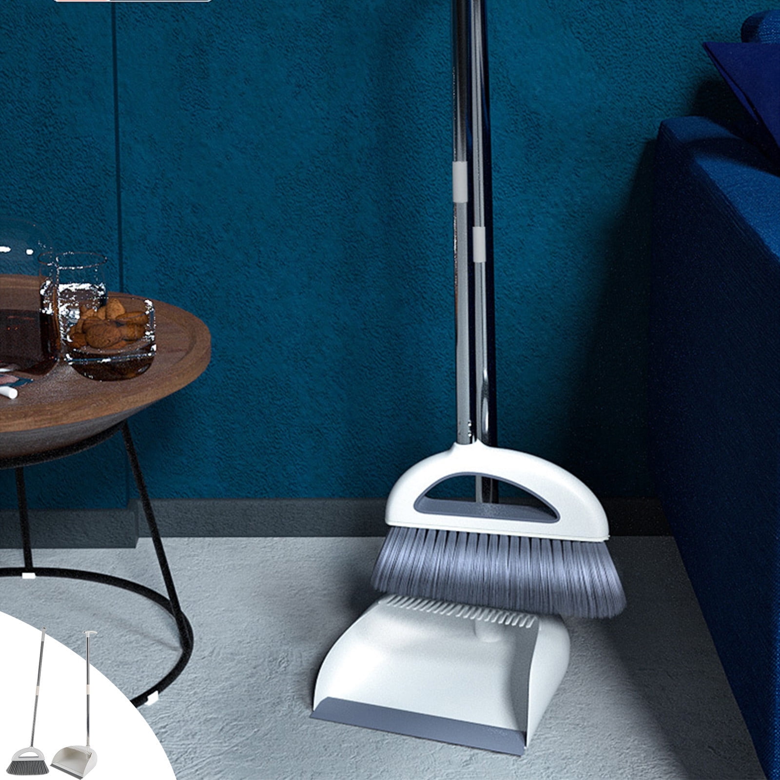 Chmadoxn Dorm Room Essentials, Brooms Indoor 180° Rotatable Standing Storage Buckle Type Brooms And Dustpan Set With Scraping Teeth And Scraper Cleaning Suitable For Home portable broom