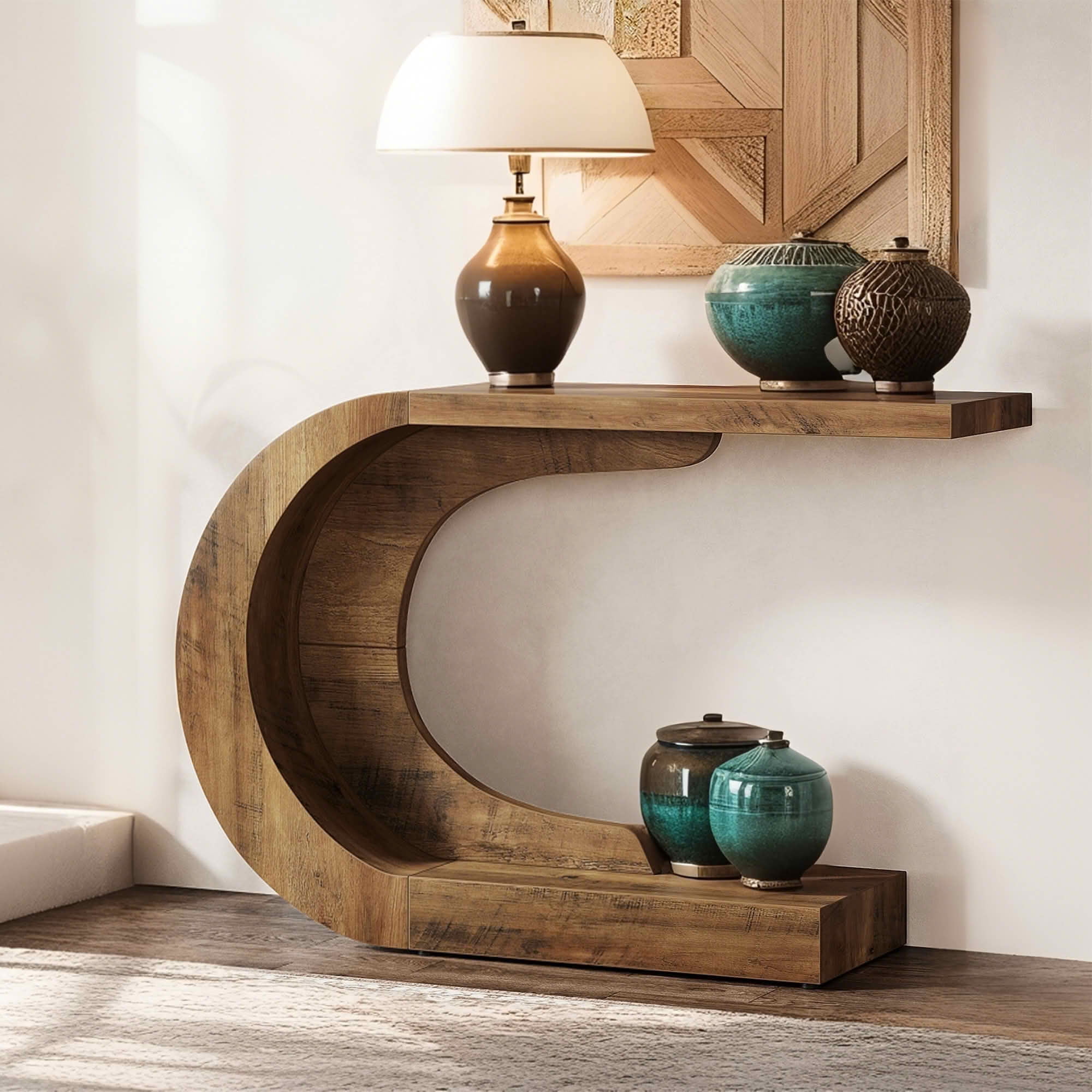 MAYEERTY 43.31" Wave C-Shaped Modern Console Accent Table, Premium Engineered Wood Compact Hallway Entryway Sofa Display Table