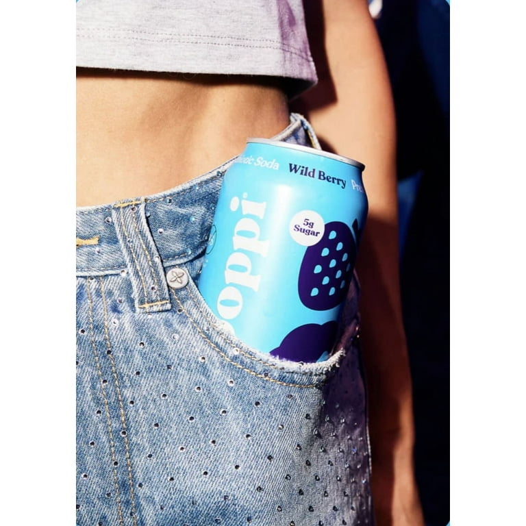 poppi Prebiotic Soda, Wild Berry Flavor, 12 fl oz, Apple Cider