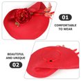 thumbnail image 2 of OULII Chapeau de Banquet Style Élégant Fascinateur Tissu Rouge 1 Ensemble, 2 of 7