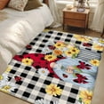 thumbnail image 5 of Kitchen Mats for Floor 3x5 Ft, Gnomes Daisy Non Slip Area Rugs for Kitchen Bedroom Entryway, Retro Farmhouse Floral Black Buffalo Plaid Washable Carpet Runner Rug Floor Mats for Bedroom Home Decor, 5 of 9