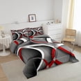 thumbnail image 2 of Stripes Comforter Set Twin Kids Teens Gray Black Red Swirls Room Decor Abstract Stripes Circle Bedding Set, 2 of 5