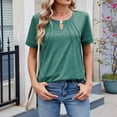 thumbnail image 6 of Short Sleeve Shirts for Women, Basic Pack of Summer Short Sleeve Casual T Shirt Tops, Green XXL, 6 of 9