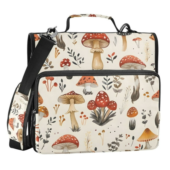 ALAZA Zipper Binder Cute Mushroom 3 Ring Trapper Keeper File Folder Organizer Bag