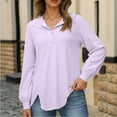 thumbnail image 2 of DHFJKG Women's Casual Crewneck Pullover Solid Color Button Placket Long Sleeve Sweatshirt Top With Irregular Hem Design Soft Comfortable Blouse For Everyday Wear Trendy Tops, 2 of 9