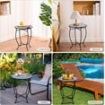 thumbnail image 2 of Table d'Appoint de Patio de 17 Pouces, Table d'Appoint Ronde de 14 Pouces, Table d'Appoint Intérieure/extérieure en Métal Antirouille Résistant aux Intempéries pour Patio, Cour, Véranda, Balcon, Jardin, Table de Chevet, D, 2 of 7