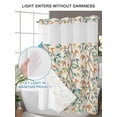 thumbnail image 6 of No Hook Shower Curtain with Snap-in Liner, Teal Orange Eucalyptus Waterproof Fabric Bathroom Curtains, Spring Botanical Leaves Bath Curtains & Mesh Top Window Stall 48"x72", 6 of 9