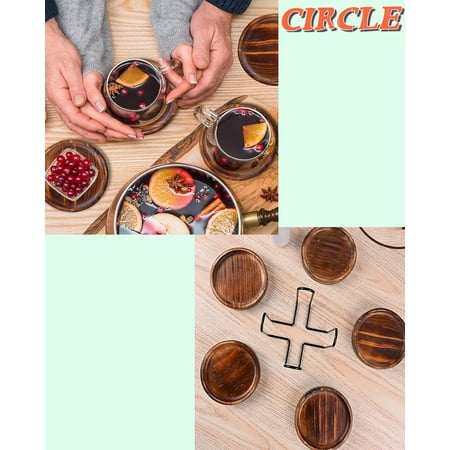 

Coasters for Drinks with Holder for Coffee Wooden Table