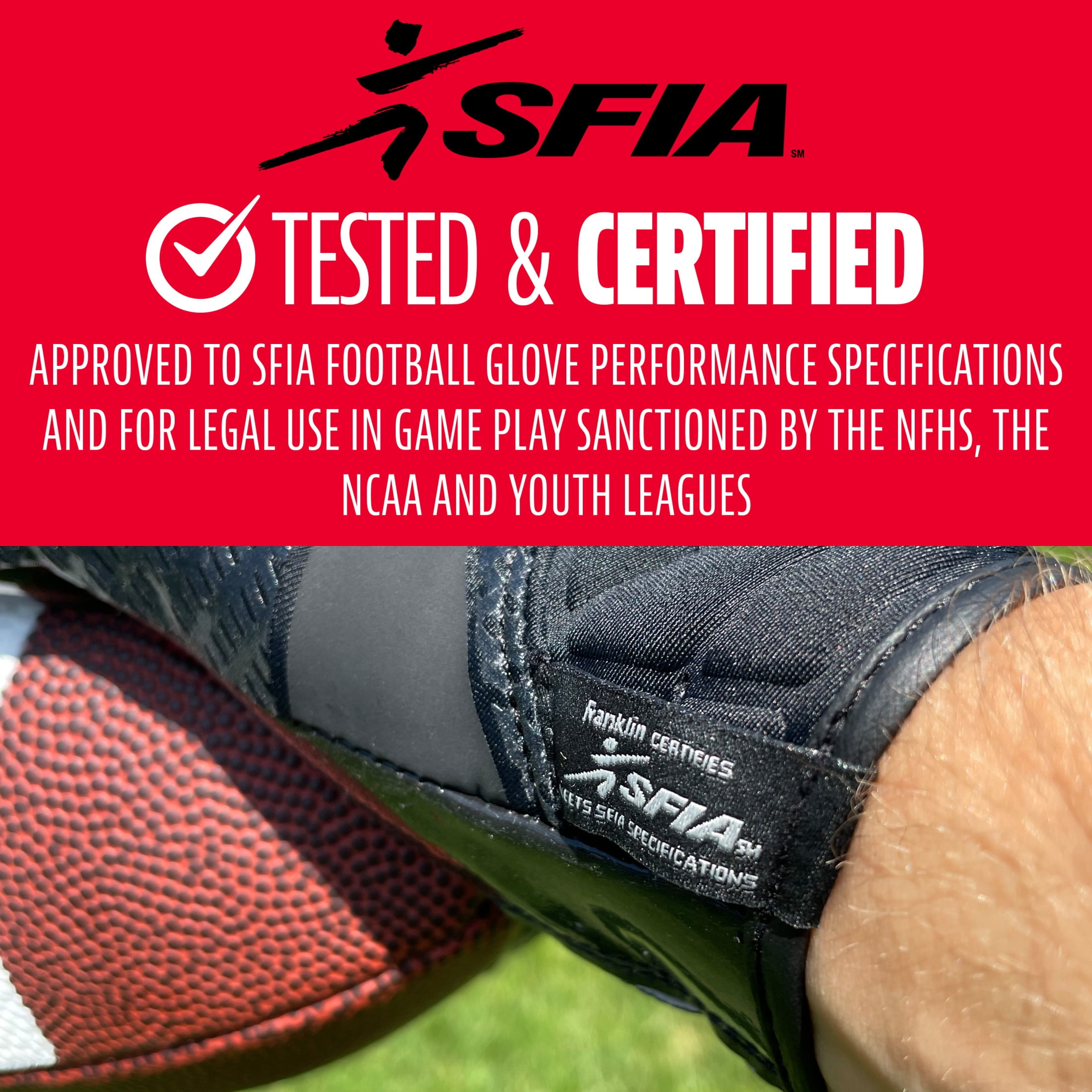 Franklin Sports Hi-Tack Premium Football Receiver Gloves - Black - Youth Large