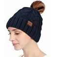 thumbnail image 2 of Ponytail Beanie for Women,Winter Warm Beanie Tail Soft Stretch Cable Knit Messy High Bun Hat, 2 of 7