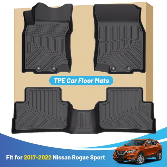 Car Mats Replacement for Floor Liners Nissan Rogue Sport 2017-2021 Heavy Duty All Weather Guard Black Front Rear Car Carpet-Custom Fit-Tough/Durable/Odorless