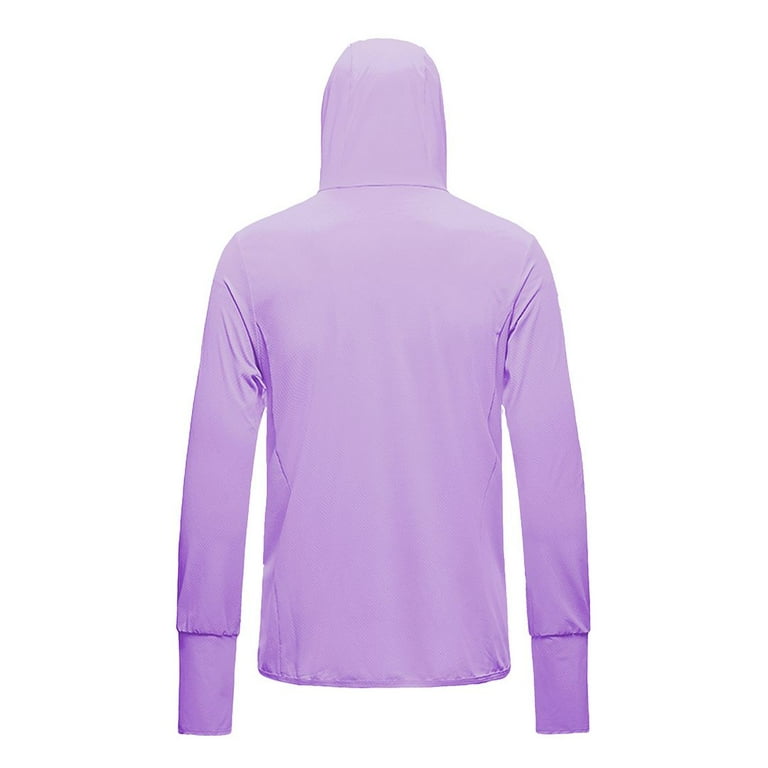Hiheart Women's UPF 50+ Sun Protection Shirt Hooded Cycling Fishing Jacket  Sun Protection Clothing Purple M 