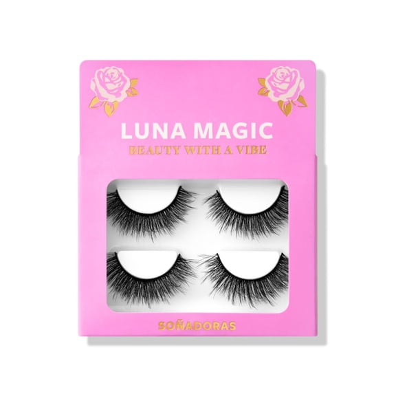 LUNA MAGIC Faux Mink False Eyelashes, Soñadoras, Black, 2 Pair