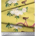 thumbnail image 2 of Soimoi Yellow Cotton Duck Fabric Roses & Bicycle Transport Decor Fabric Printed Yard 56 Inch Wide, 2 of 3
