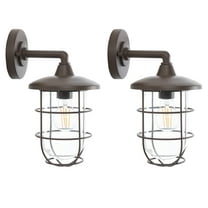 SAFAVIEH Liese Modern LED Black Outdoor Wall Sconce (Set of 2)