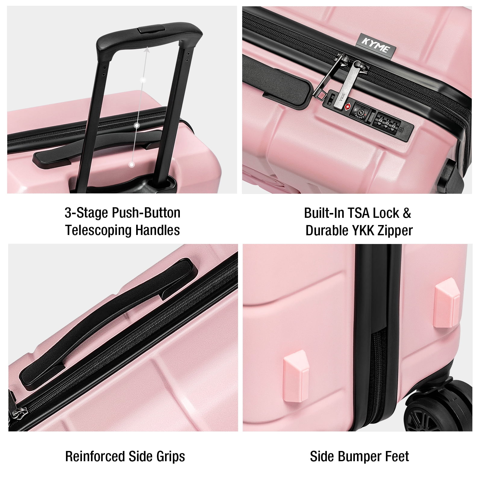 3 Piece Hardside Carry On Luggage Sets TSA Lock Spinner Wheels 22"26"30" Suitcase with Cup Holder