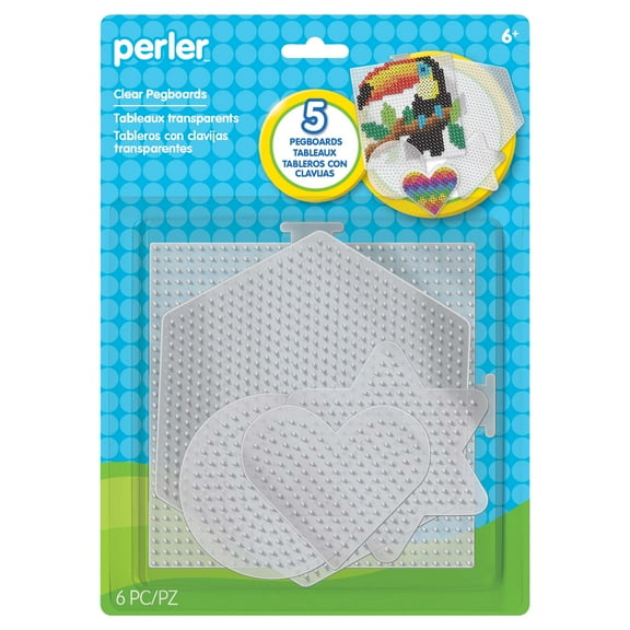 Perler Clear Pegboard Set, 5-Pack, Small/Large Basic Shapes