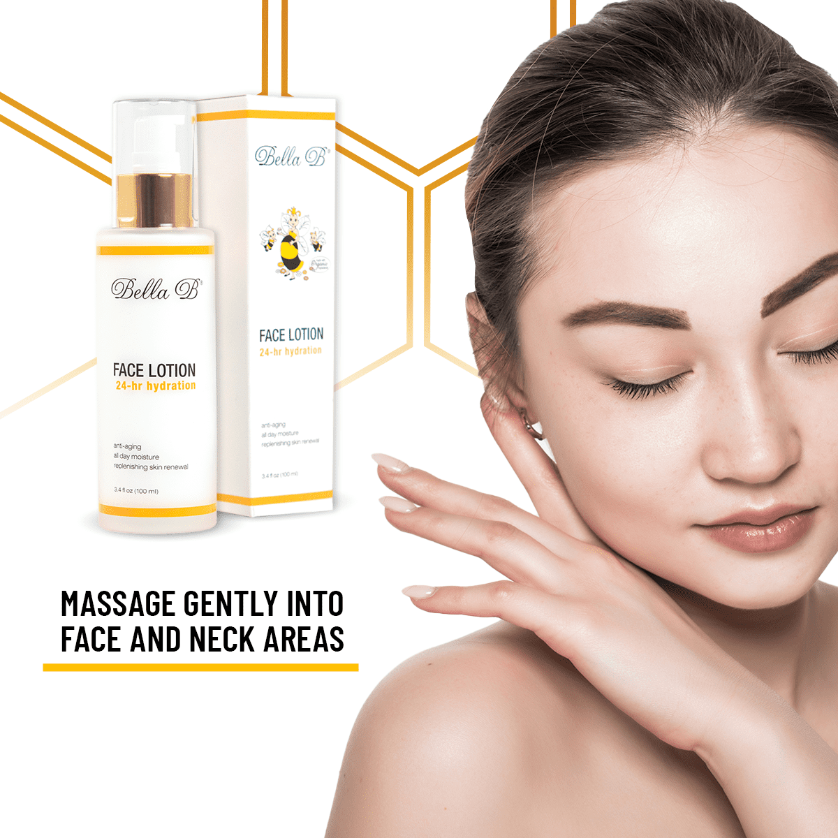 BELLA B Face Lotion 3.4 oz Bottle - Facial Glow - Pregnancy Skin Care - Pregnancy Face Moisturizer - Pregnancy Safe - Healthy Beauty - Natural Face Moisturizer - Natural Face Lotion