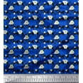 thumbnail image 1 of Soimoi Blue Poly Georgette Fabric Circle & Triangle Geometric Printed Craft Fabric by the Yard 52 Inch Wide, 1 of 1