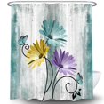 thumbnail image 4 of Cortina de ducha Veivian Rustic Farmhouse Farm, color verde azulado con estampado floral, 4 of 8