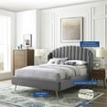 thumbnail image 5 of Platform Bed Frame, Queen Size, Velvet, Grey Gray, Modern Contemporary Urban Design, Bedroom Master Guest Suite, 5 of 10