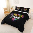 thumbnail image 3 of Manfei Kawaii Rainbow King Size Comforter Sets, Graffiti Color Blocks Comforters King Size, Black Purple, Black Reversible, 3-Piece, 1 Comforter and 2 Pillowcases, 3 of 7