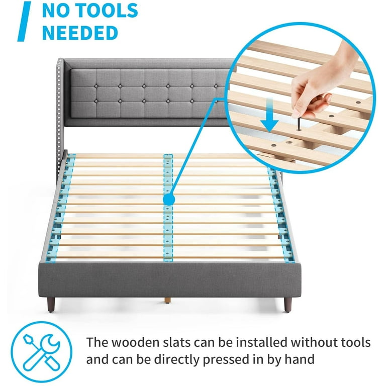Size wood slats platform 2024 bed by nectar