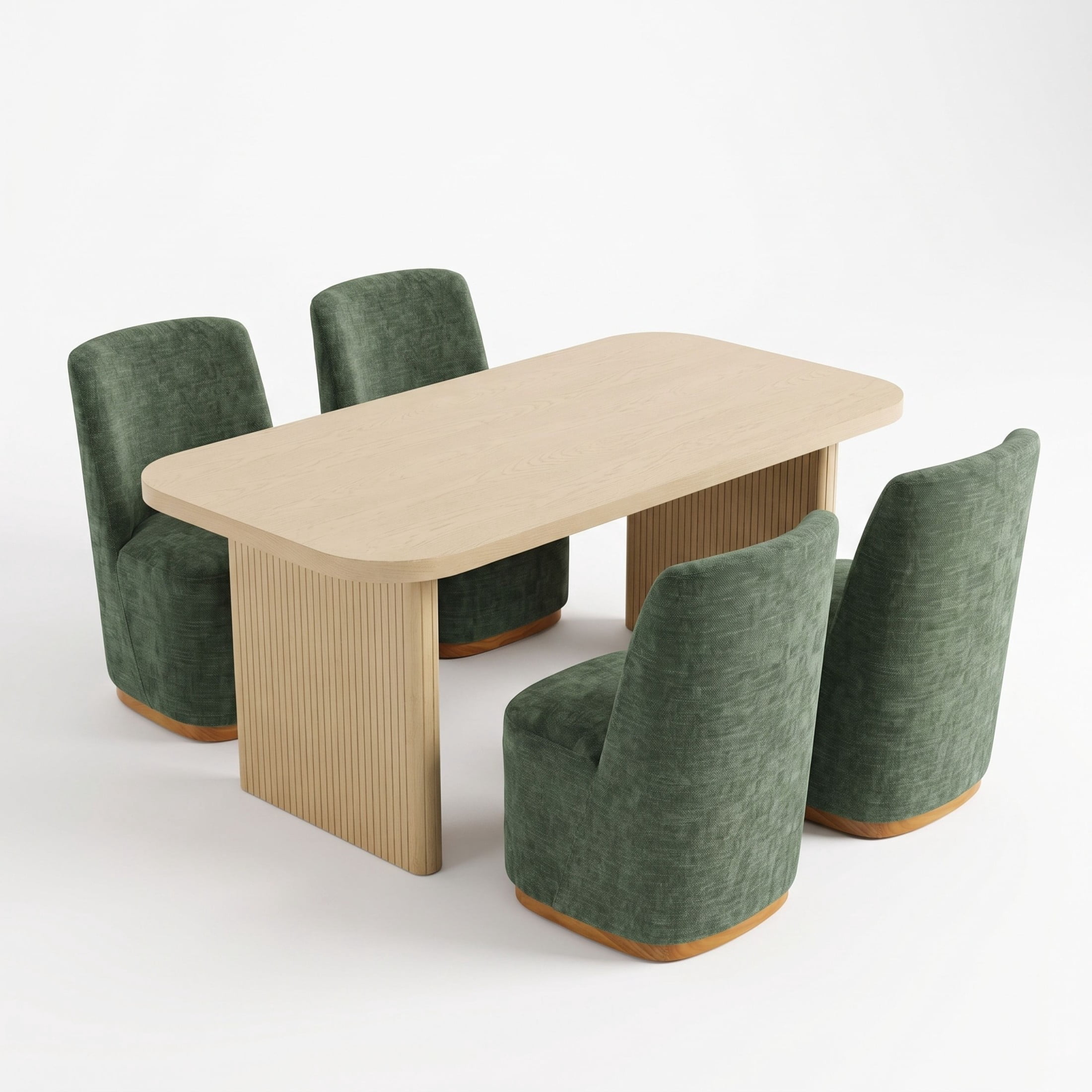 Christopher Knight Home 5-Piece Modern Dining Set, Rectangle Table with Upholstered Chairs, Natural+Green