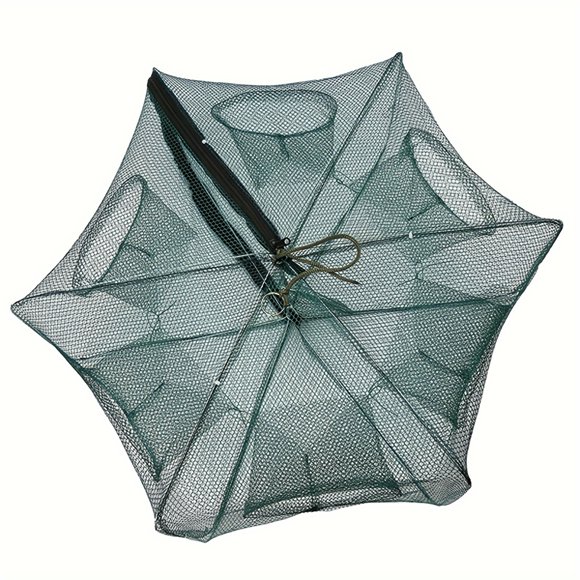 YOPTOP 6 Holes Automatic Fishing Bait Trap Foldable Shrimp Cast Cage Crab Fish Crayfish Prawn Trap 6 Sides Folded Fishing Bait Trap Shrimp Minnow Crab Bait Net