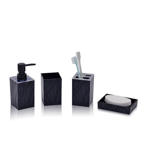 XmhyTop Bathroom Accessory Set - 4 PCS Black Bathroom Accessories Sets Complete