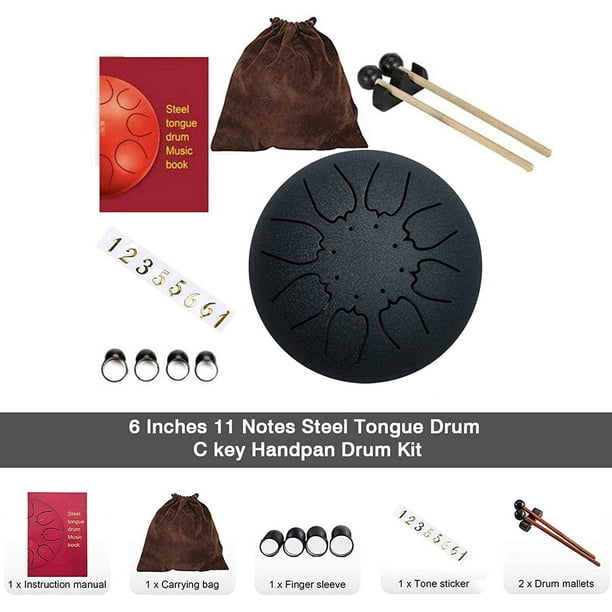 6 pouces 11-tone Ethereal Drum Steel Tongue Drum Instrument de