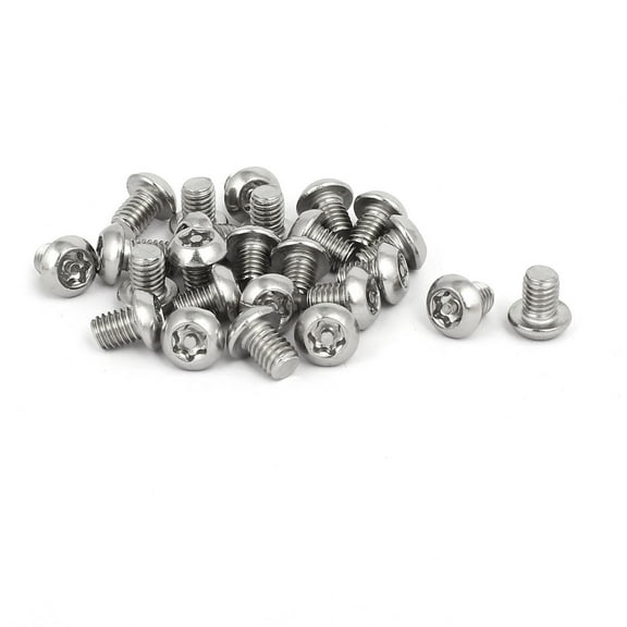 M6 x 8mm 304 Stainless Steel Torx Security Pan Head Machine Screws 25PCS