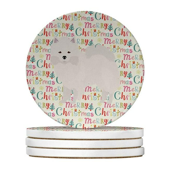 American Eskimo Merry Christmas Large Sandstone Coasters Pack of 4 4 in x 4 in