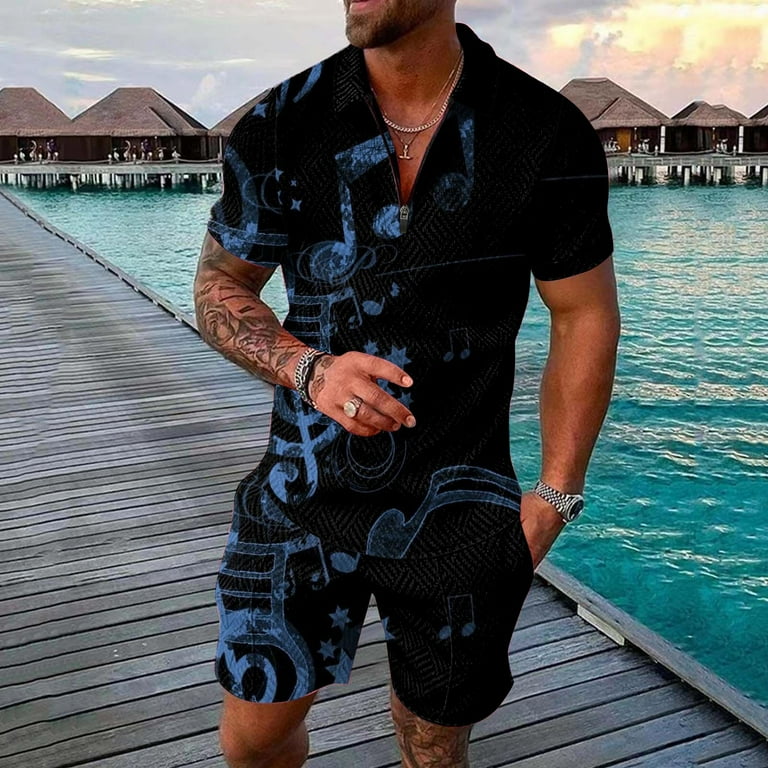 Clearance Sales Today Deals Prime Mens Casual Letter Printed Short Sleeve T Shirt Drawstring Shorts Suit Two Piece Suit Deal of the Day Men s Sports Suit Walmart