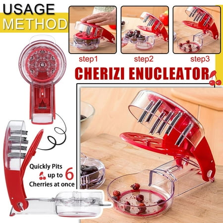 

Homchy Creative C-herry Olive Stoner Core Seed Corer Pitter Fast Remover Durable Kitchen Gadget Accessories Anti-dust 6 Single Holes